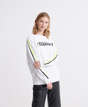 Superdry Swiss Logo Sport Loopback Crew Női Pulóver Fehér | PISQB3627